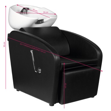 Gabbiano black Bergen hair wash unit — side view