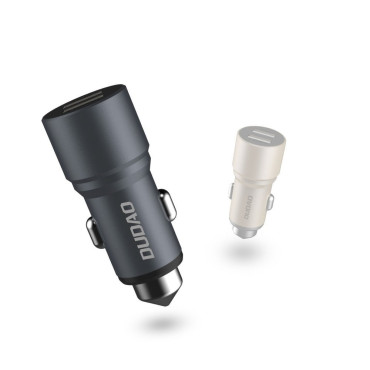 Avtomobilski polnilnik z varnostnim kladivom za 2x USB 5V 3.1A Grey