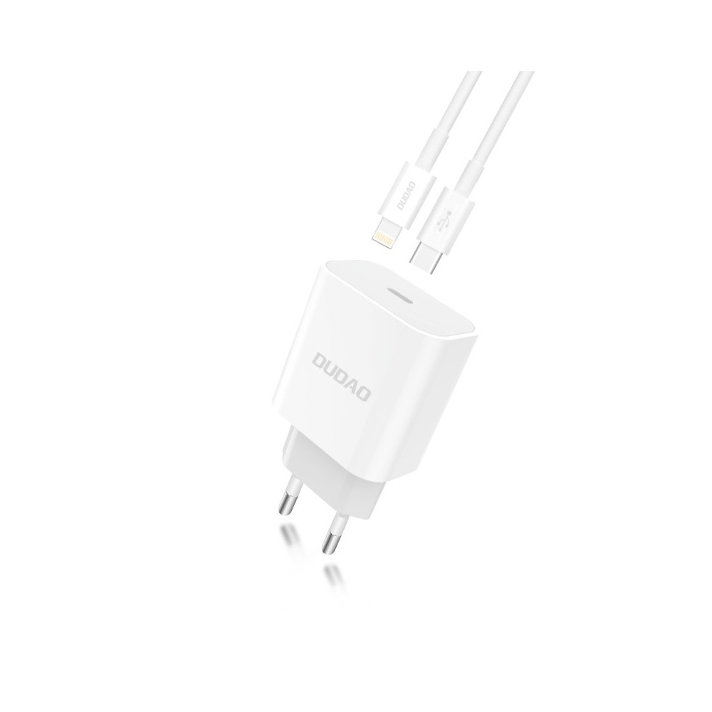 Hitri omrežni polnilnik EU USB-C PD + Lightning Cable za iPhone 1M bela