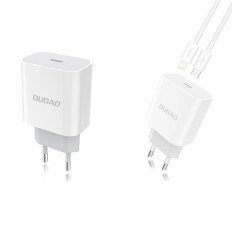 Hitri omrežni polnilnik EU USB-C PD + Lightning Cable za iPhone 1M bela
