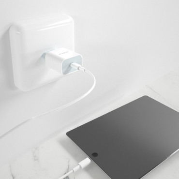 Hitri omrežni polnilnik EU USB-C PD + Lightning Cable za iPhone 1M bela