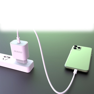 Hitri omrežni polnilnik EU USB-C PD + Lightning Cable za iPhone 1M bela