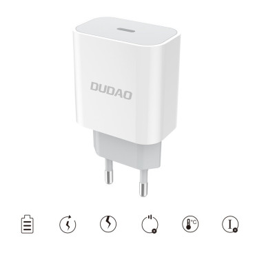 Hitri omrežni polnilnik EU USB-C PD + Lightning Cable za iPhone 1M bela