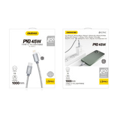Patvarus kabelių viela iPhone USB-C - Žaibo maitinimo pristatymas 45W 1m Gray