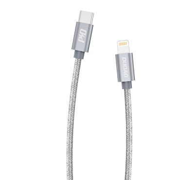 Fil de câble durable pour iPhone USB-C - Lightning Power Livraison 45W 1M gris