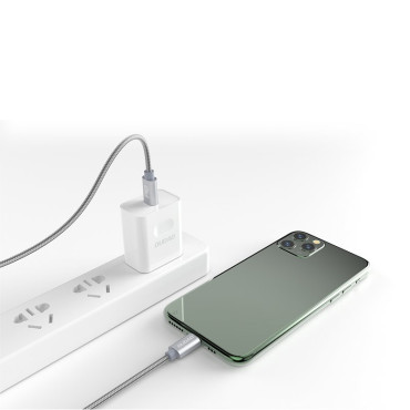 Fio de cabo durável para o iPhone USB-C - Entrega de energia de Lightning 45w 1m cinza