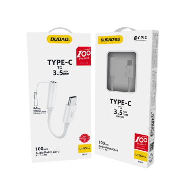 Adaptér adaptéra Audio pre slúchadlá s USB-C na MINI Jacka 3,5 mm Biela