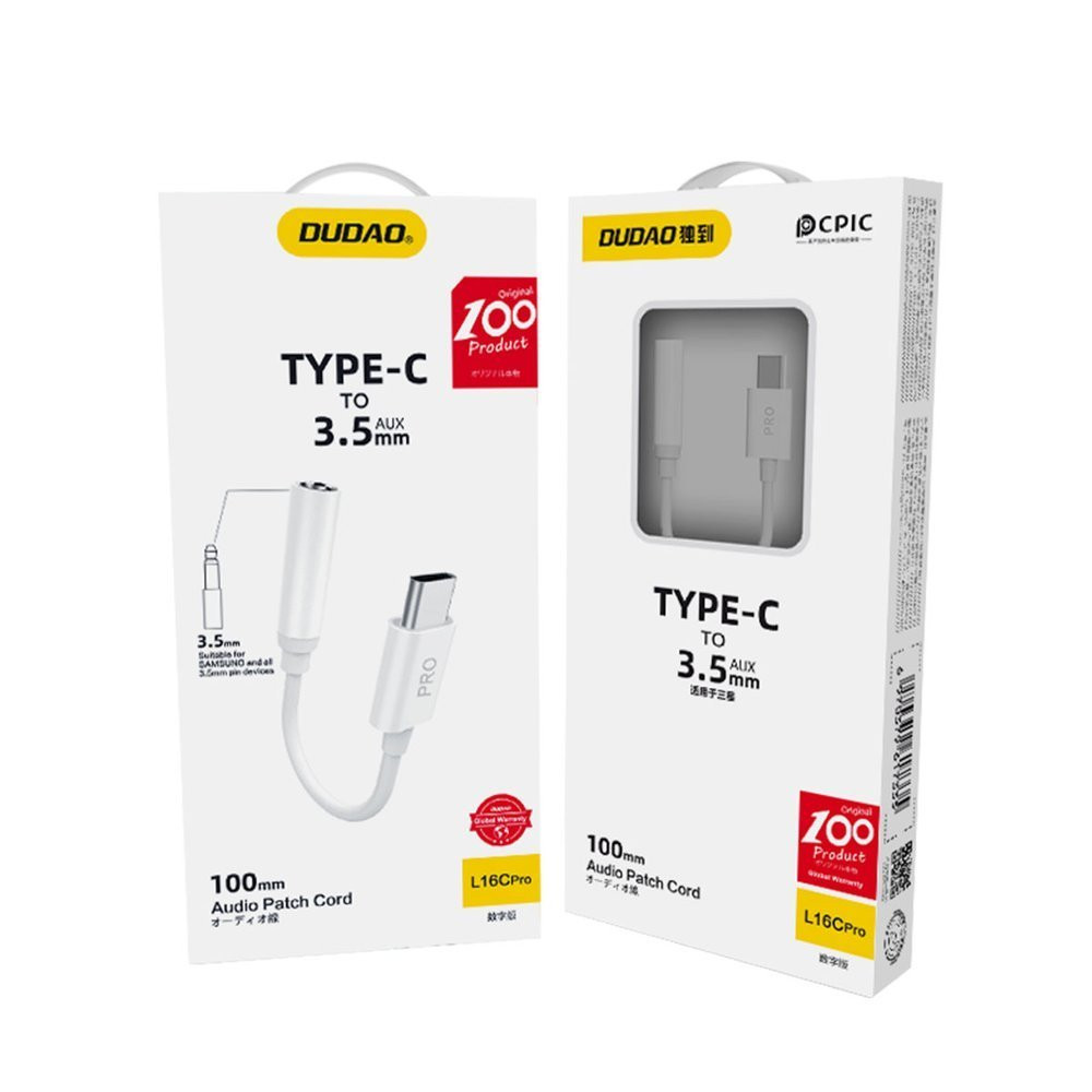 Audio adaptera adapteris austiņai ar USB-C uz mini ligzdas 3,5 mm balts