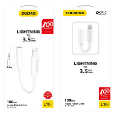 Ljudadapter Adapter för iPhone hörlurar med blixt på mini-jack 3,5 mm vit