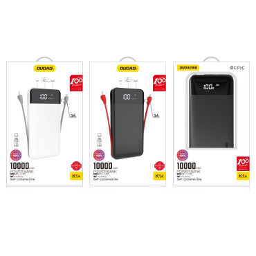 POWERBANK 10000MAH 2A + 3IN1 LIGHNLNING USB-C MICRO USB 3A ČIERNY