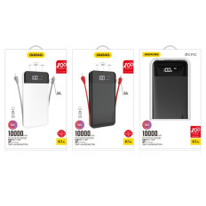 PowerBank 10000MAH 2A + 3IN1 Lightning USB-C Micro USB 3A Musta kaapeli