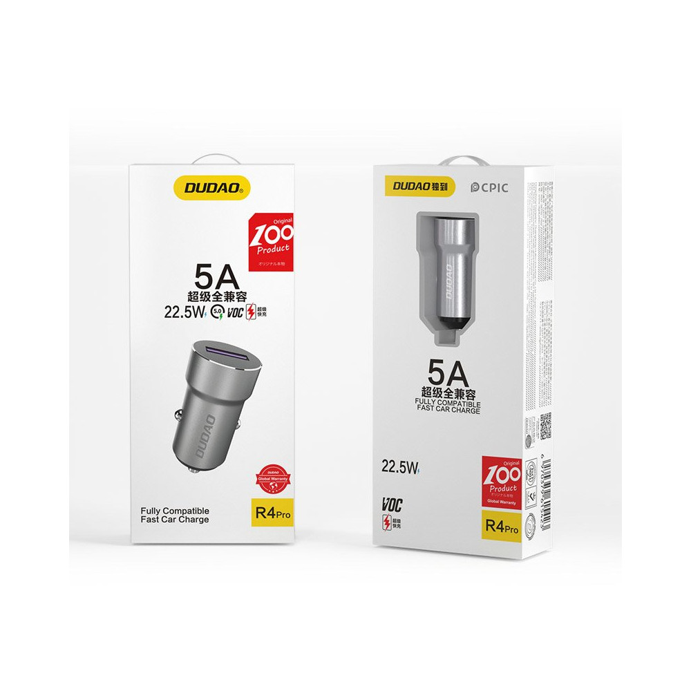 Rýchla USB nabíjačka pre hniezdo ľahšie 5A 22,5W QC VOOC GRAY