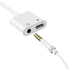 Adaptera adapteris USB-C austiņu - USB-C + 3,5 mm mini Jack White