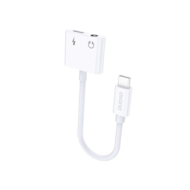 Adapter Adapter USB-C kõrvaklapid - USB-C + 3,5 mm Mini Jack White