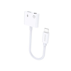 Adaptér Adaptér USB-C slúchadlá - USB-C + 3,5 mm Mini Jack White