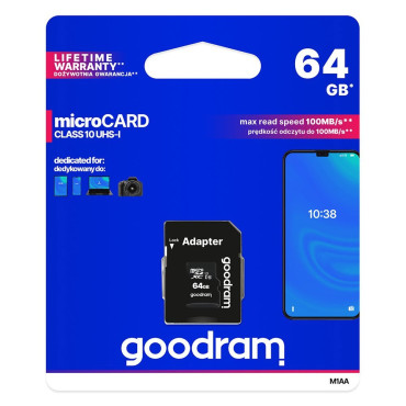Microcard 64GB Micro SD XC UHS-I CLASS 10 + SD προσαρμογέας