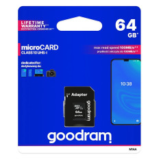 Microcard 64GB Micro SD XC UHS-I klase 10 + SD adapteris