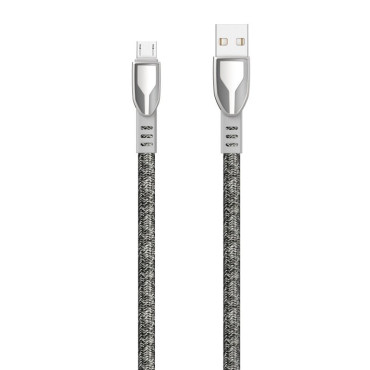 Izturīgs stieples kabelis pīts USB - Micro USB 5A 1m pelēks