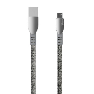 Izturīgs stieples kabelis pīts USB - Micro USB 5A 1m pelēks