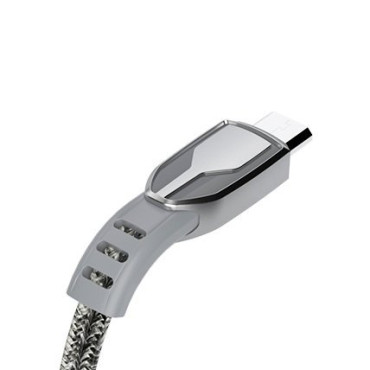Izturīgs stieples kabelis pīts USB - Micro USB 5A 1m pelēks