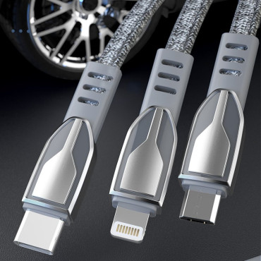 Izturīgs stieples kabelis pīts USB - Micro USB 5A 1m pelēks