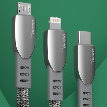 Izturīgs stieples kabelis pīts USB - Micro USB 5A 1m pelēks