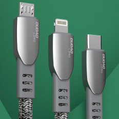Izturīgs stieples kabelis pīts USB - Micro USB 5A 1m pelēks