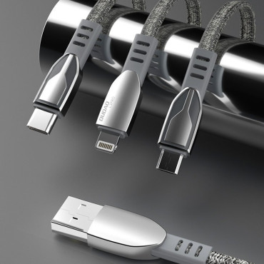 Izturīgs stieples kabelis pīts USB - Micro USB 5A 1m pelēks