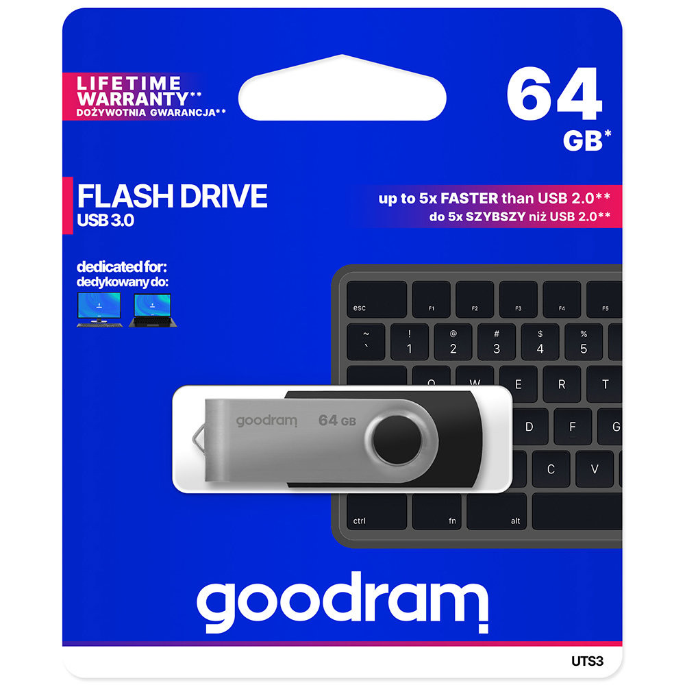 Pendrive 64GB USB 3.2 Gen 1 Usts3 Preto