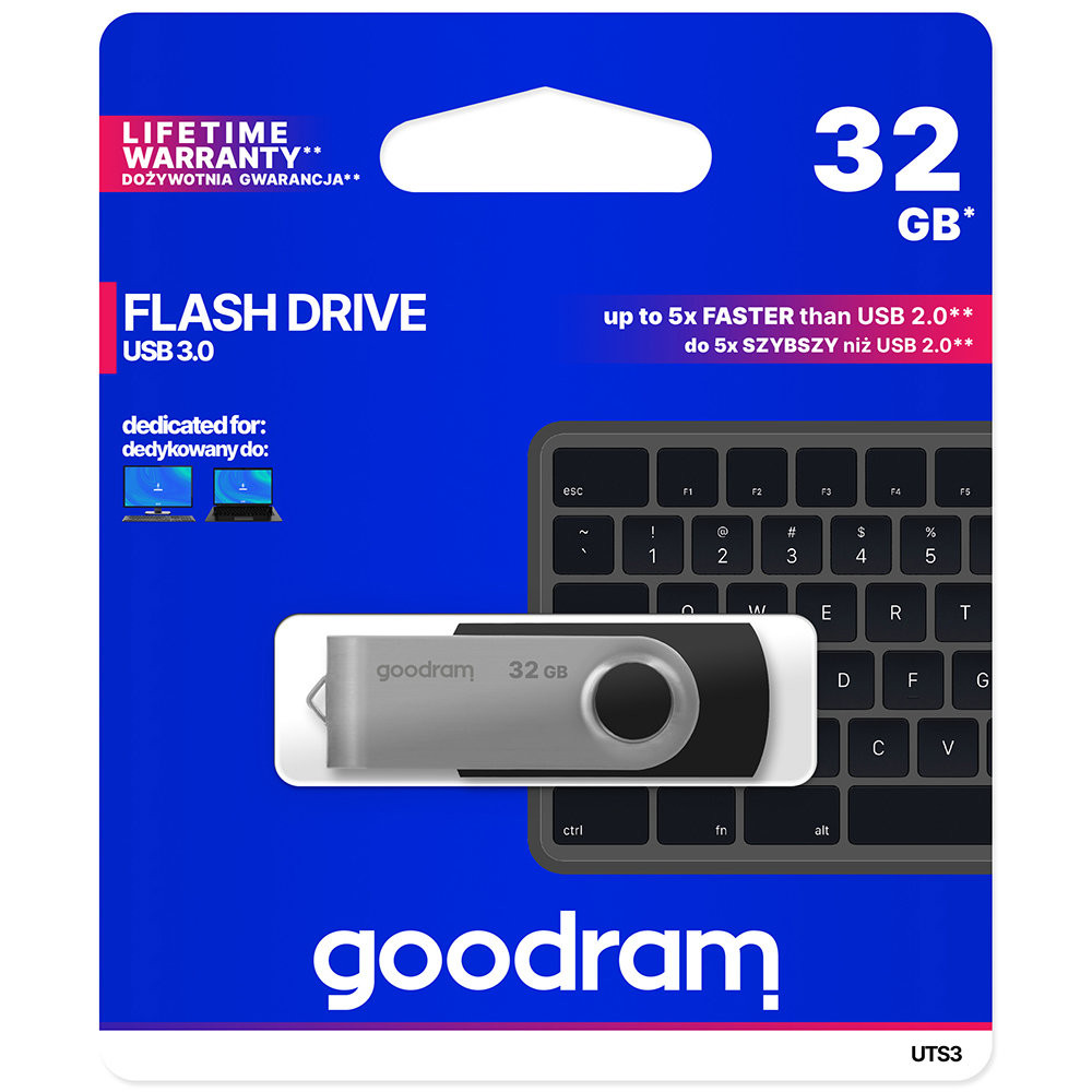 Pendrive 32GB USB 3.2 Gen 1 Usts3 Preto