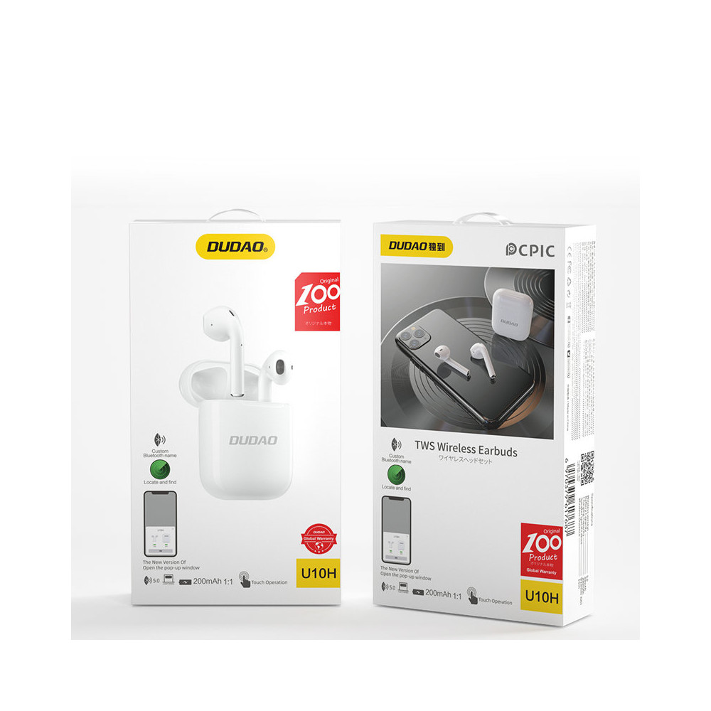 Trådløse øretelefoner U10B TWS White Trådløse øretelefoner U10B TWS White