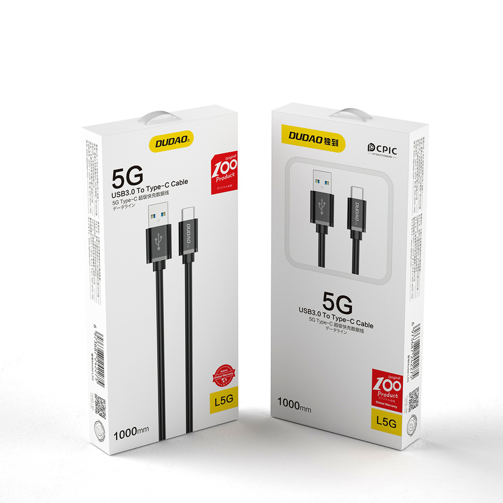 Kabeļu USB kabelis - USB tips C Super Fast Charge 1 m melns