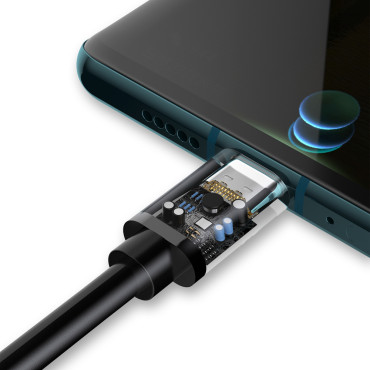 Kabeļu USB kabelis - USB tips C Super Fast Charge 1 m melns
