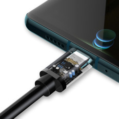 Kabeļu USB kabelis - USB tips C Super Fast Charge 1 m melns