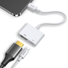 Adapteradapter med iPhone-lightning på HDMI FULLHD + LIGHTNING VIT