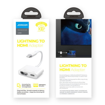 Adapteradapter med iPhone-lightning på HDMI FULLHD + LIGHTNING VIT