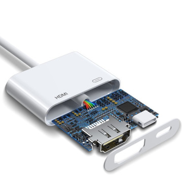 Adapteradapter med iPhone-lightning på HDMI FULLHD + LIGHTNING VIT