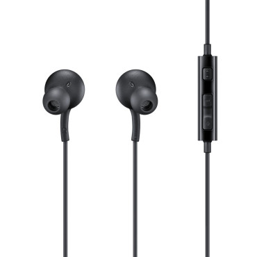 Fones de ouvido seguem 3.5mm mini jack com controle remoto e microfone preto