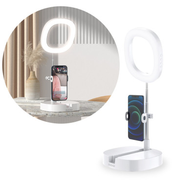 Sats med stativ + LED-ringflashlampa för inspelning av YouTube-filmer TIKTOK WHITE