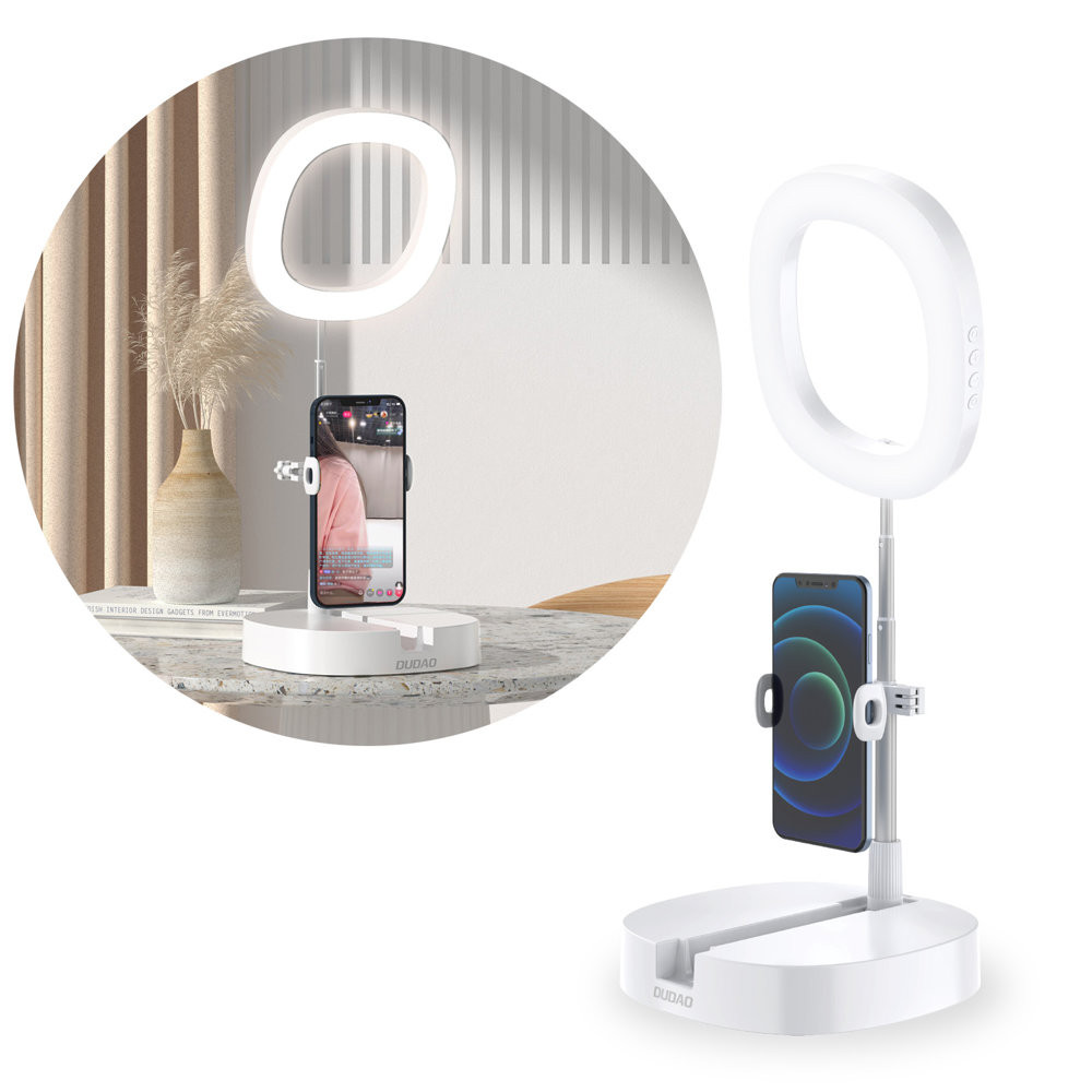 Sats med stativ + LED-ringflashlampa för inspelning av YouTube-filmer TIKTOK WHITE