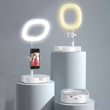 Sats med stativ + LED-ringflashlampa för inspelning av YouTube-filmer TIKTOK WHITE