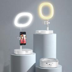 Sats med stativ + LED-ringflashlampa för inspelning av YouTube-filmer TIKTOK WHITE