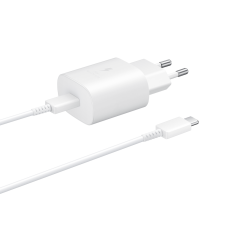 2in1 Nätverksladdare 25W + Kabel USB-C 1m Kabelvit