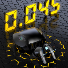 Seguendo le cuffie senza fili TWS Bluetooth 5.2 giallo