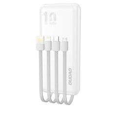 POWERBANK K6PRO 10000MAH universalus su USB kabeliu USB-C MicroousB Lightning White