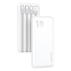 Powerbank K6Pro 10000MAH Universal med USB-kabel USB-C MicroOustb Lightning White