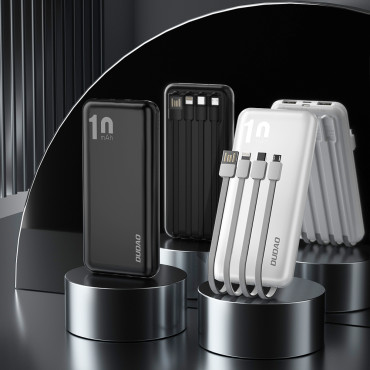 Powerbank K6Pro 10000MAH Universal med USB-kabel USB-C MicroOustb Lightning White