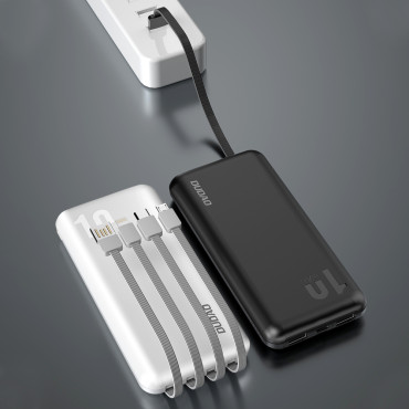 Powerbank K6Pro 10000MAH Universal med USB-kabel USB-C MicroOustb Lightning White