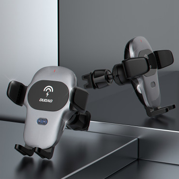 Portabicchieri con caricabatterie wireless grigio Qi 15W