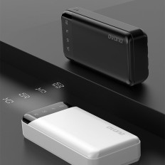 Raffious Powerbank 20000mAh mit 3 eingebauten USB-C-Microouseb-Blitzkabel schwarz